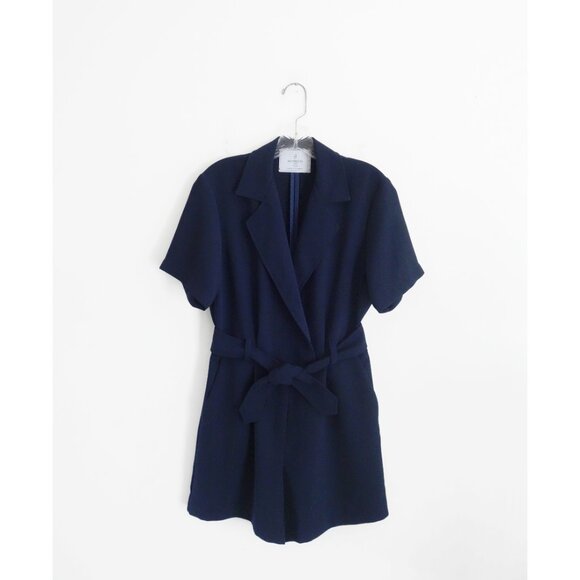 Carolina Ritz Navy Blue Short Sleeve Wide Leg Romper size FR 36 US 4 - Picture 3 of 6